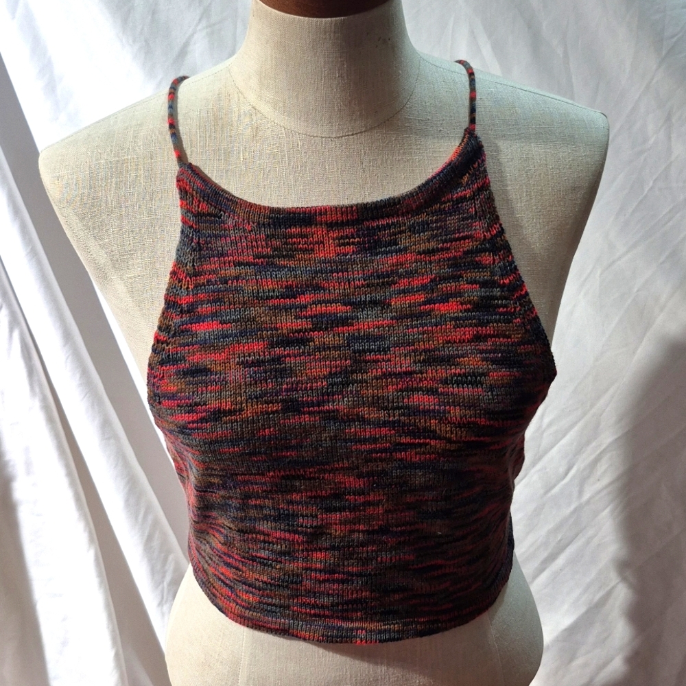 Shein Colorful Knitted CrisCross Tie In The Back Tank Size S